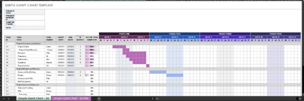 Excel Template: Simple Gantt Chart