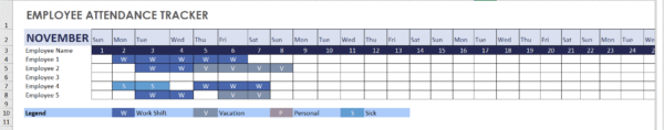 Template Excel: Employee Attendance Tracker