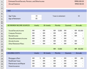 Template Excel: Retirement Planning Sheet