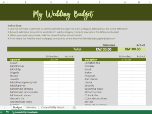 Template Excel: Wedding Budget